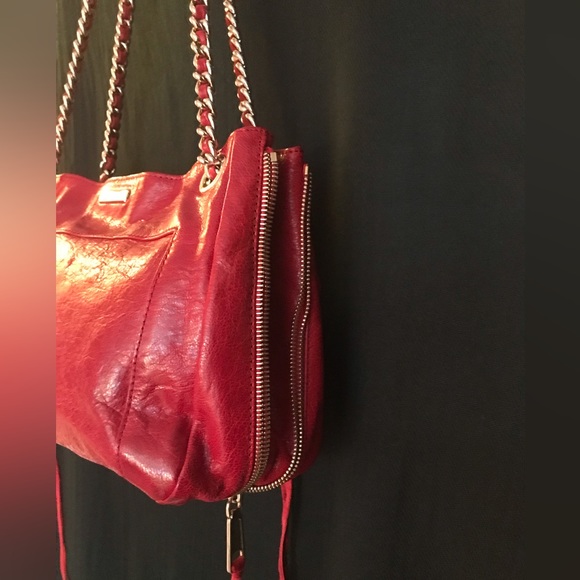 Rebecca Minkoff Swing Distressed Red Leather Shoulder Bag - Picture 8 of 8
